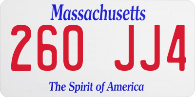 MA license plate 260JJ4