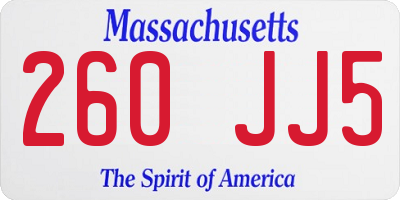 MA license plate 260JJ5