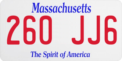 MA license plate 260JJ6