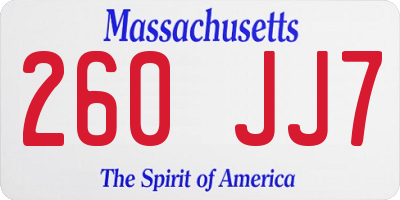 MA license plate 260JJ7