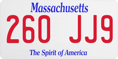 MA license plate 260JJ9
