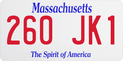 MA license plate 260JK1