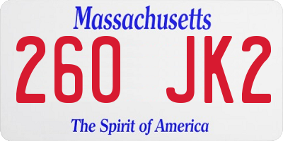 MA license plate 260JK2