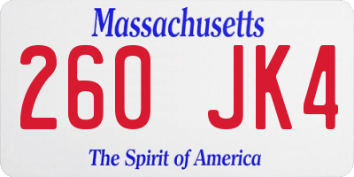 MA license plate 260JK4