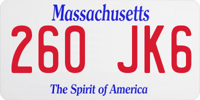 MA license plate 260JK6