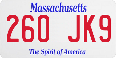 MA license plate 260JK9
