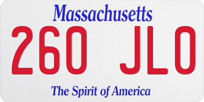 MA license plate 260JL0