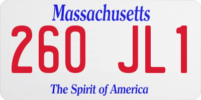 MA license plate 260JL1