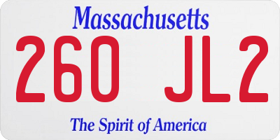 MA license plate 260JL2