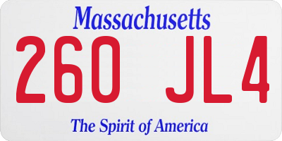 MA license plate 260JL4