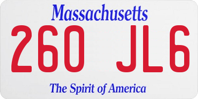 MA license plate 260JL6