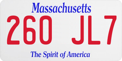 MA license plate 260JL7