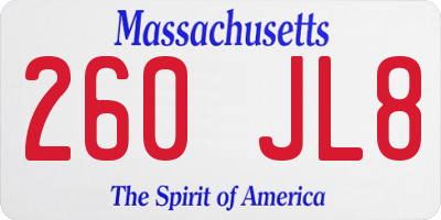 MA license plate 260JL8