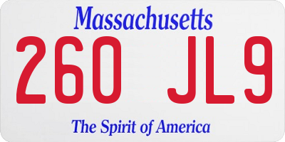 MA license plate 260JL9