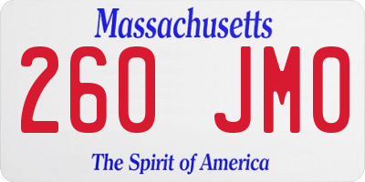 MA license plate 260JM0