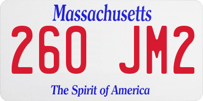 MA license plate 260JM2