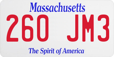 MA license plate 260JM3