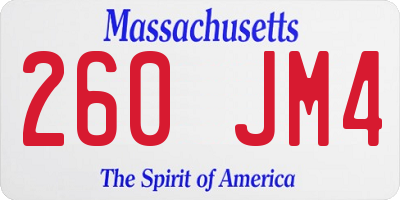 MA license plate 260JM4