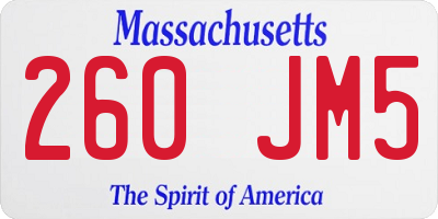 MA license plate 260JM5