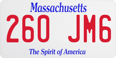 MA license plate 260JM6