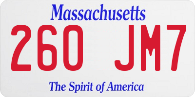 MA license plate 260JM7