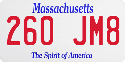 MA license plate 260JM8