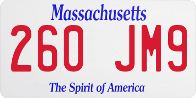 MA license plate 260JM9