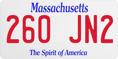 MA license plate 260JN2