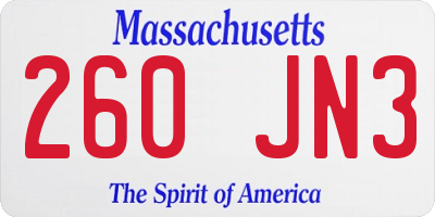 MA license plate 260JN3