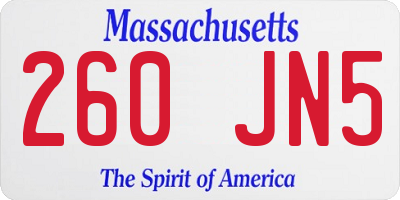 MA license plate 260JN5