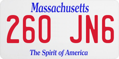 MA license plate 260JN6