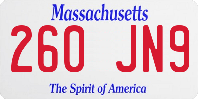 MA license plate 260JN9
