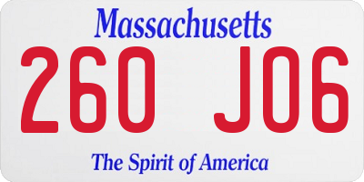MA license plate 260JO6