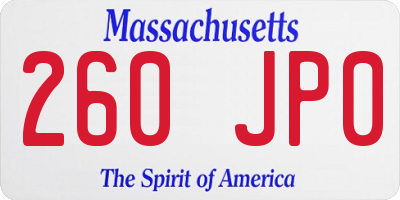 MA license plate 260JP0