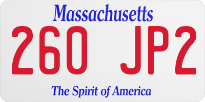 MA license plate 260JP2