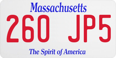 MA license plate 260JP5