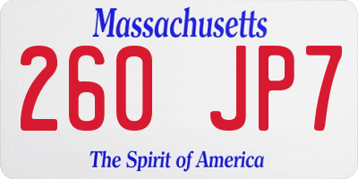 MA license plate 260JP7
