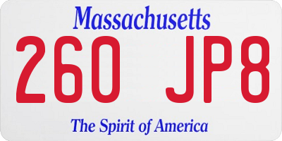 MA license plate 260JP8