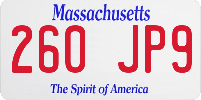 MA license plate 260JP9