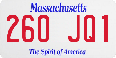 MA license plate 260JQ1