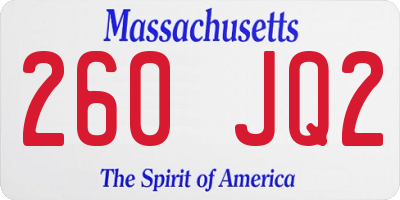 MA license plate 260JQ2