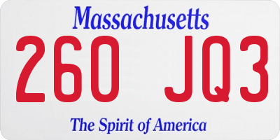 MA license plate 260JQ3