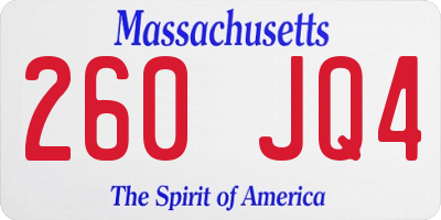 MA license plate 260JQ4