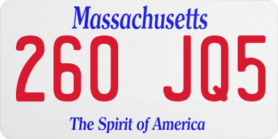 MA license plate 260JQ5