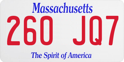 MA license plate 260JQ7