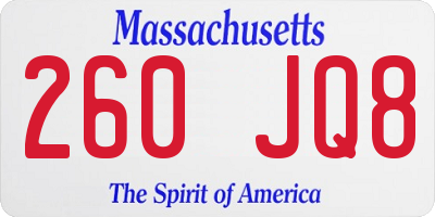 MA license plate 260JQ8