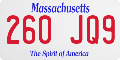 MA license plate 260JQ9