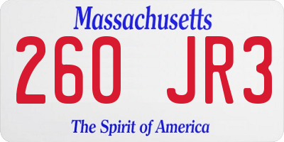 MA license plate 260JR3