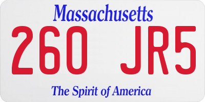 MA license plate 260JR5