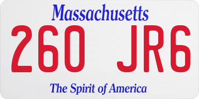 MA license plate 260JR6